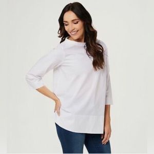 MARTHA STEWART STRETCH POPLIN BLOUSE - MEDIUM - WHITE
